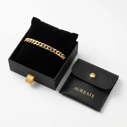 5mm Cuban Gold Wrist Chain gold gift box