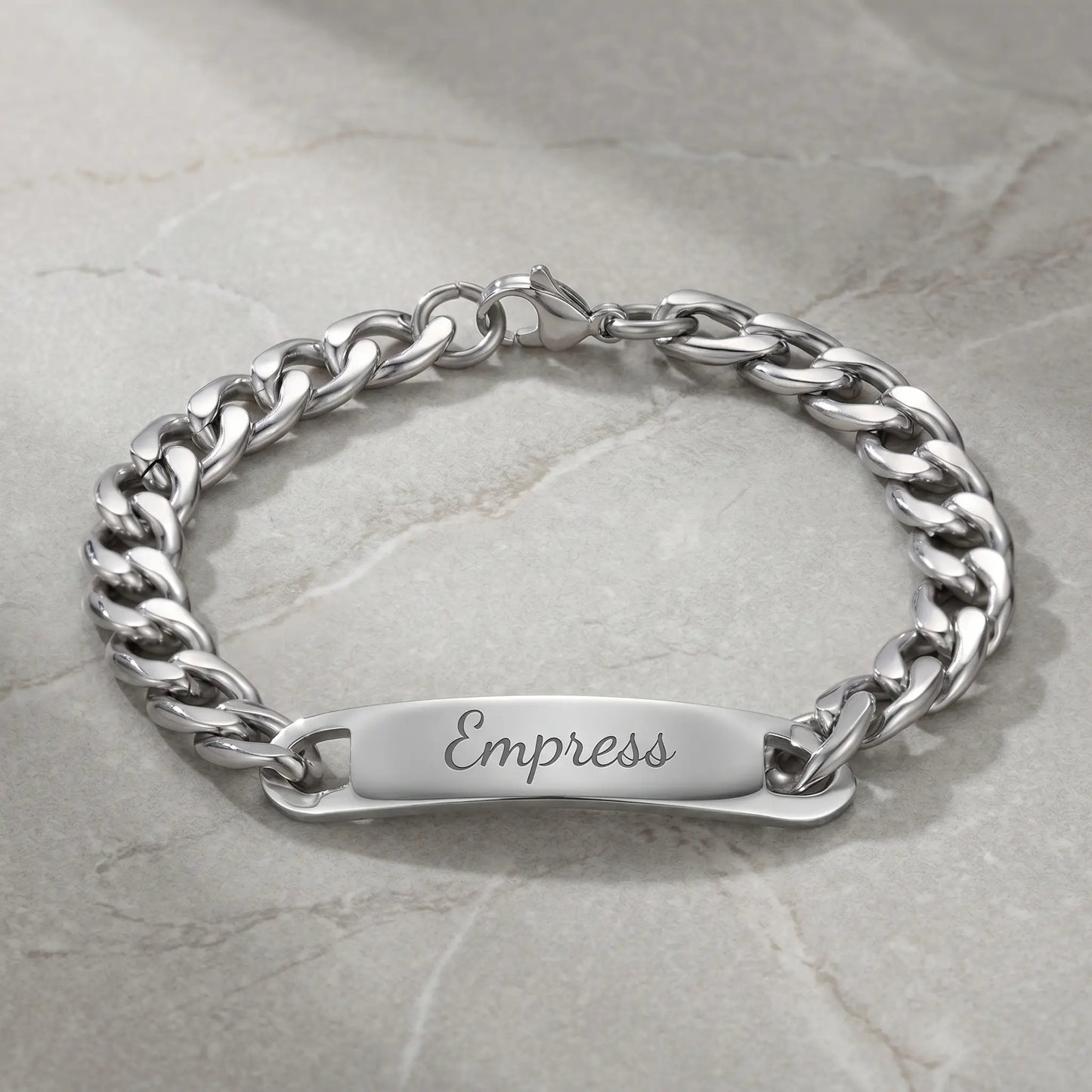 Cuban Bar Engraved Bracelet Silver packshot Empress