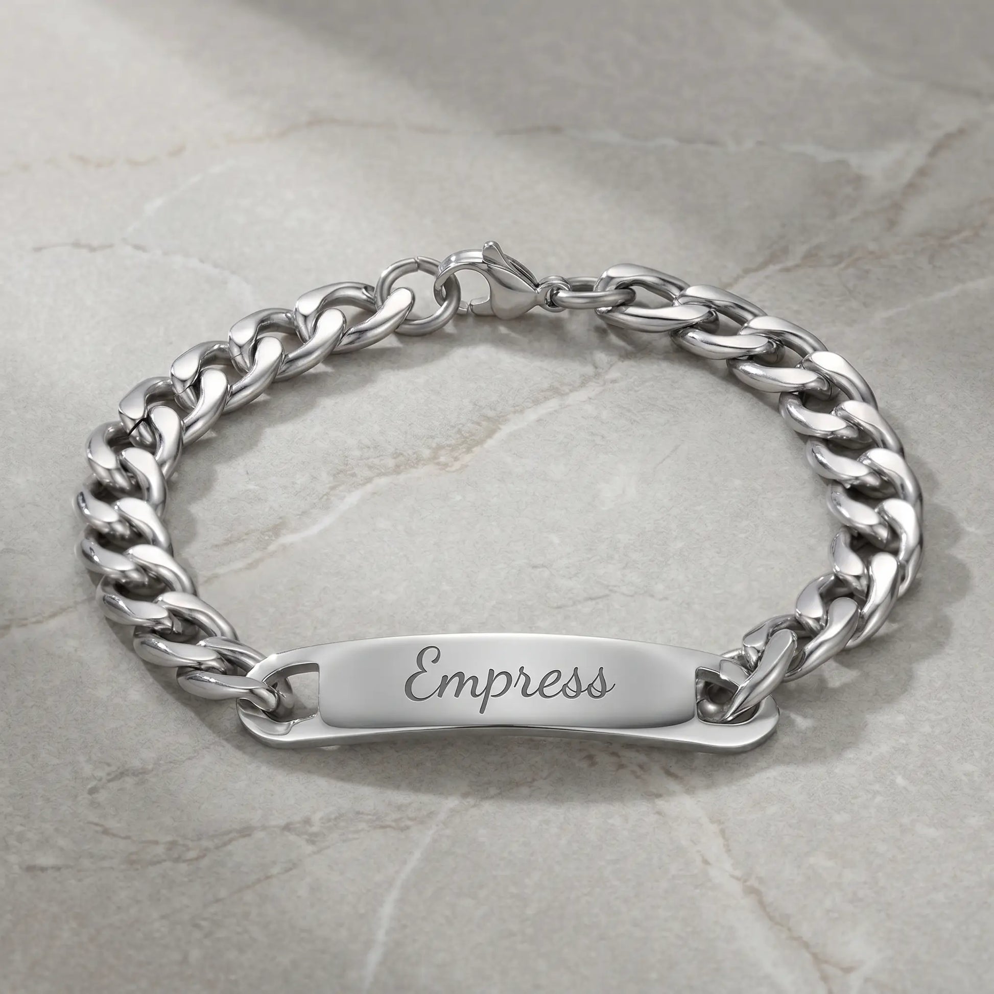 Cuban Bar Engraved Bracelet Silver packshot Empress