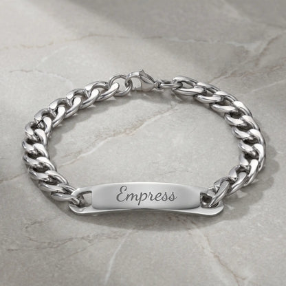 Cuban Bar Engraved Bracelet Silver packshot Empress