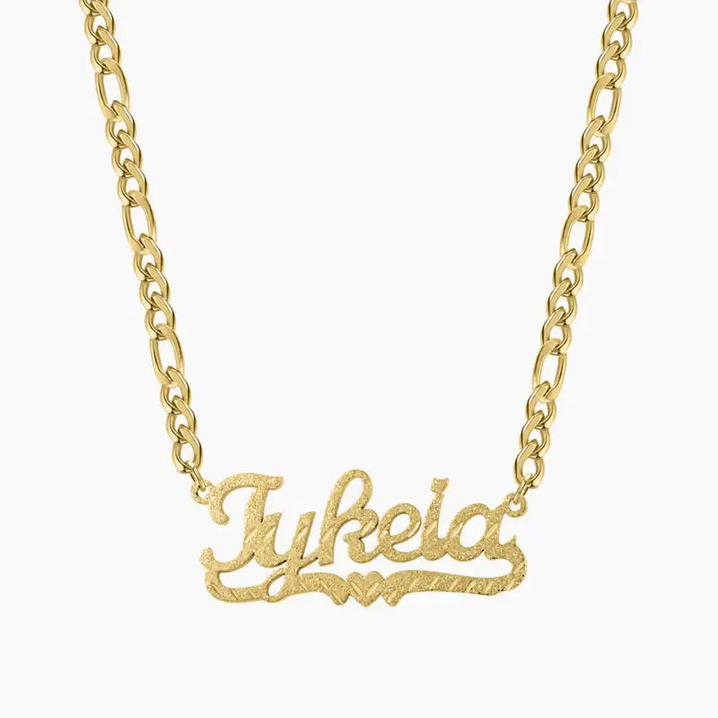 Heart Diamond Cut Name Necklace by AUREATE showcasing intricate gold design with personalized name Tykeia.