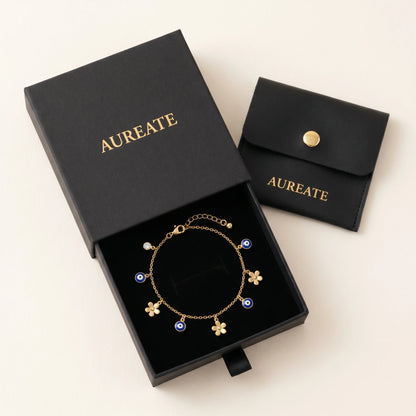 Evil Eye Flower Anklet AUREATE gift box v2 - alternation