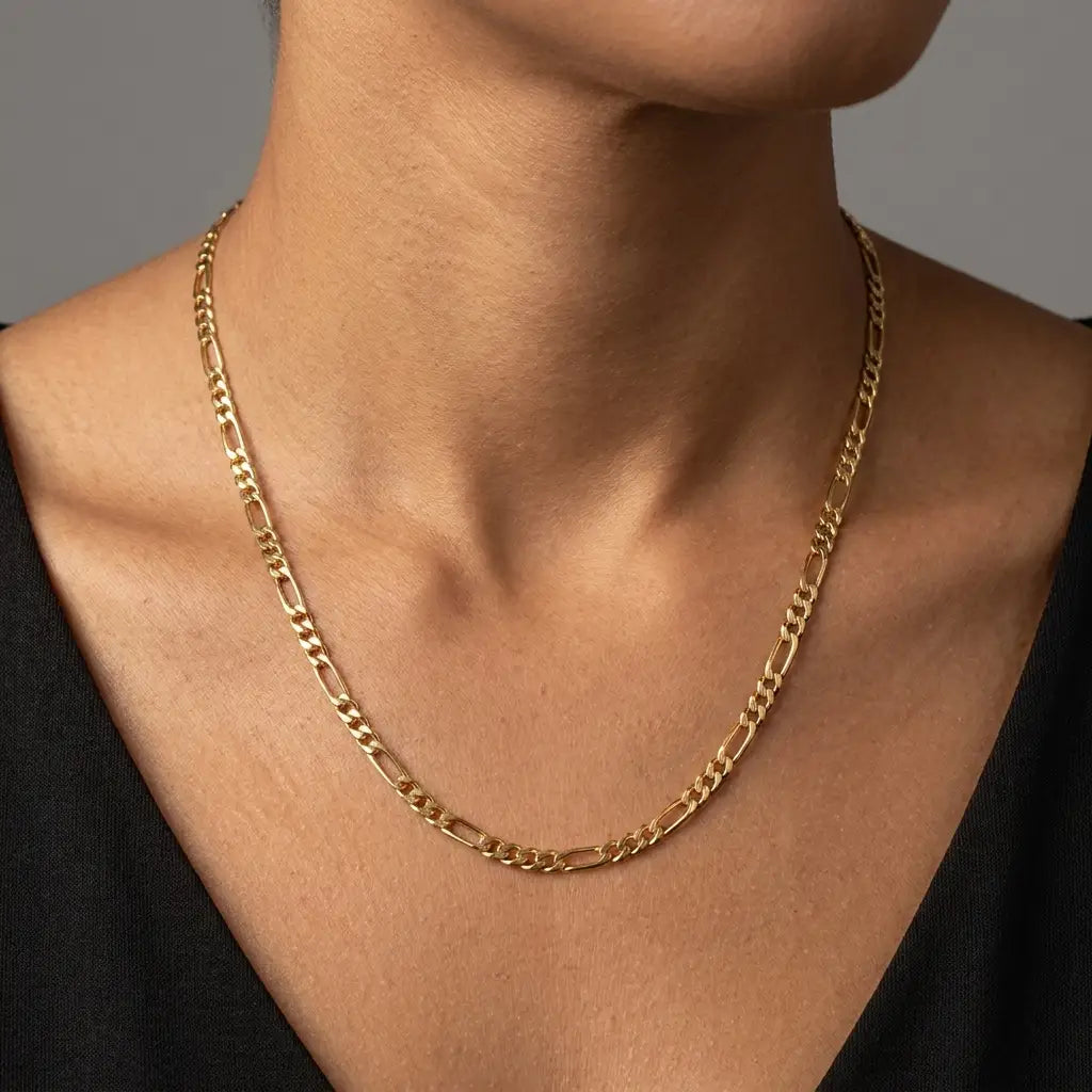 5mm Figaro Gold Chain - Portrait