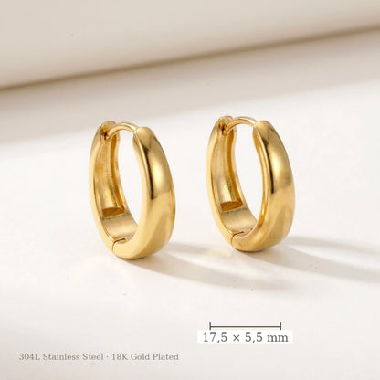 18K gold plated chunky dome hoop earrings, size guide with measurements | SKU: AUR-CHKDOM-G