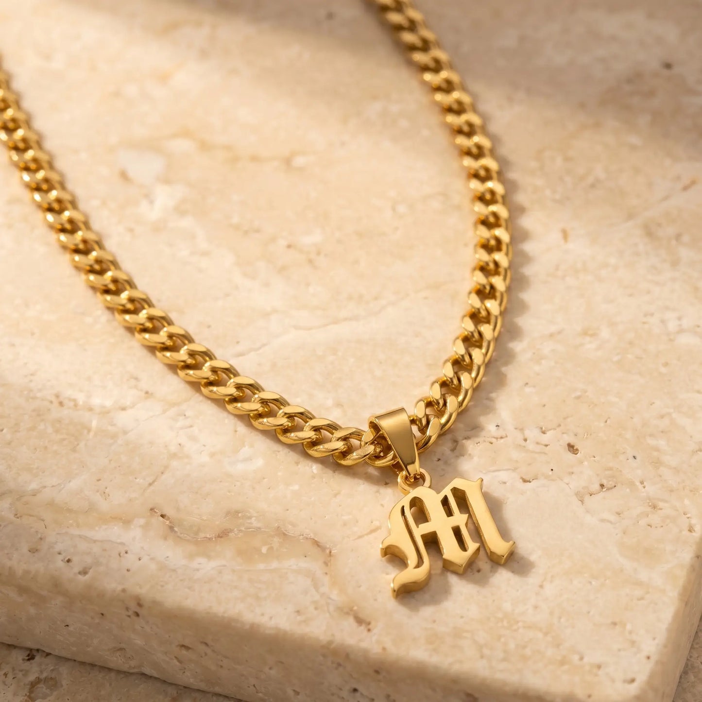 Gothic Initial Cuban Link Gold packshot M
