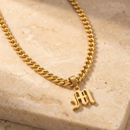 Gothic Initial Cuban Link Gold packshot M