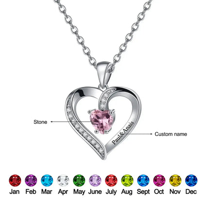 Heart Birthstone Necklace by AUREATE with customizable gem options and personal engraving.