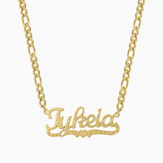 Heart Diamond Cut Name Necklace by AUREATE showcasing intricate gold design with personalized name Tykeia.