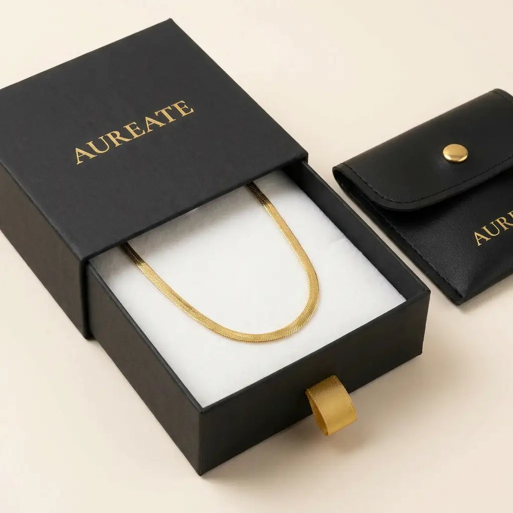3mm Herringbone Gold Chain AUREATE gift box