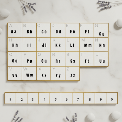 Block Name Necklace with Cuban Chain customizable alphabet and numbers display for personalized jewelry.