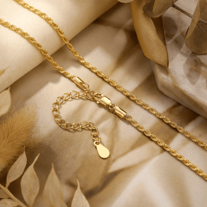 2mm Rope Chain by AUREATE showcasing its elegant texture and minimalistic design for a stylish look.