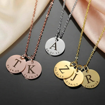 Date & Initial Charm Necklace featuring personalized charms with initials and dates, AUREATE brand.