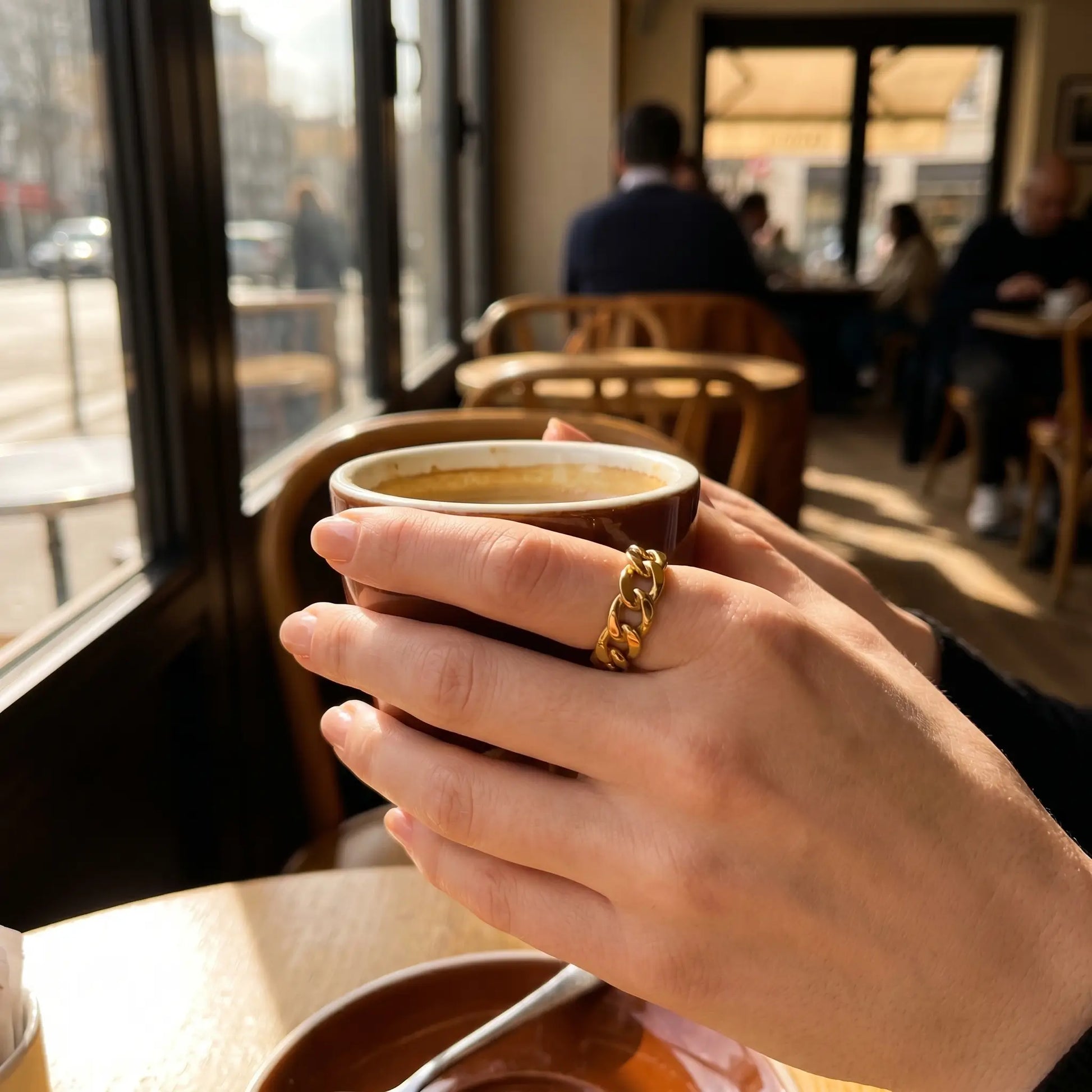 Cuban Link Gold Band Ring - rooftop cafe lifestyle urban chic