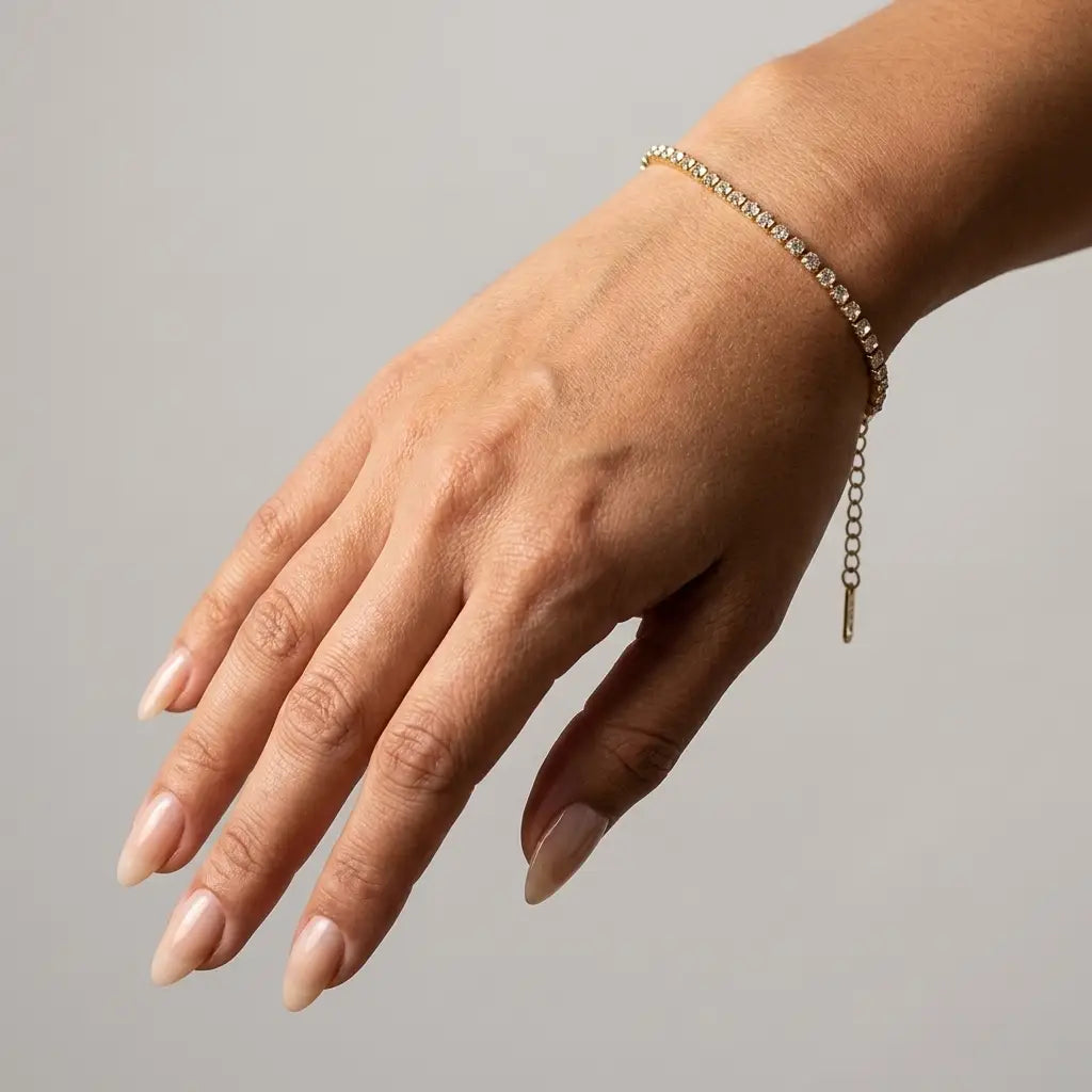 Classic Gold Tennis Bracelet hand portrait studio