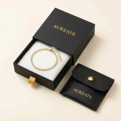 Classic Gold Tennis Bracelet AUREATE gift box packaging
