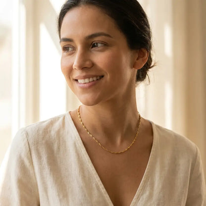 2mm Singapore Twist Chain gold 3/4 portrait