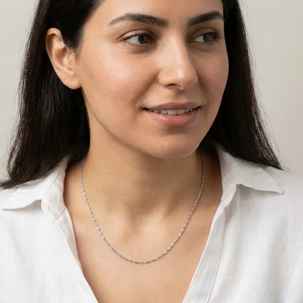 2mm Singapore Twist Chain silver studio portrait