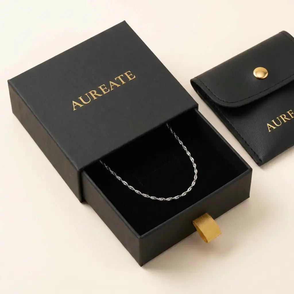 2mm Singapore Twist Chain silver AUREATE gift box