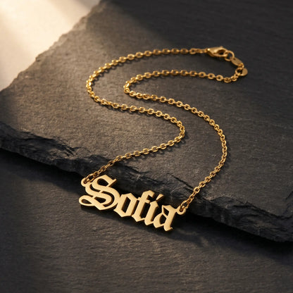 Old English Lettering Name Pendant — 18K Gold Plated — Product packshot — SOFIA