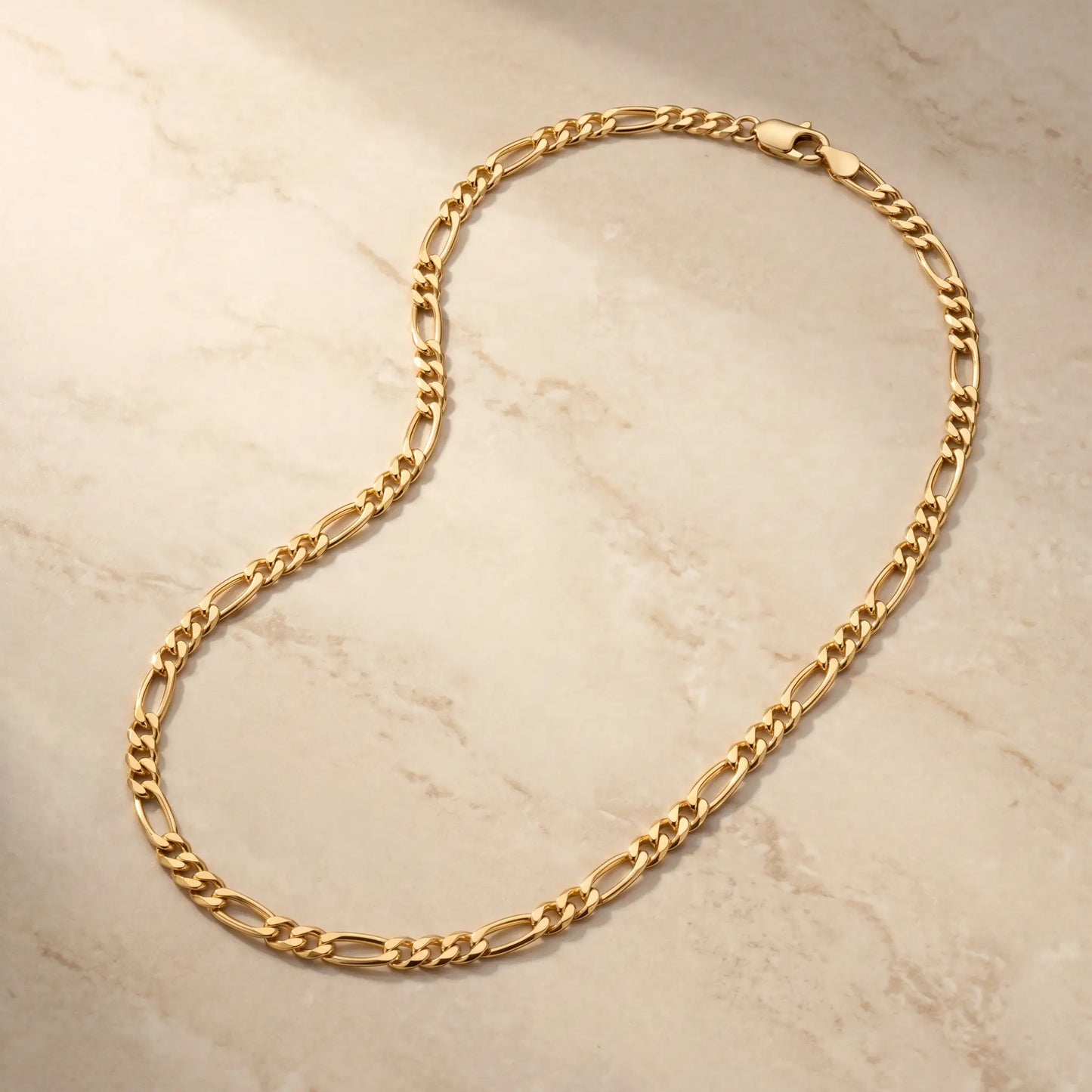 3mm Figaro Link Necklace 18K Gold packshot