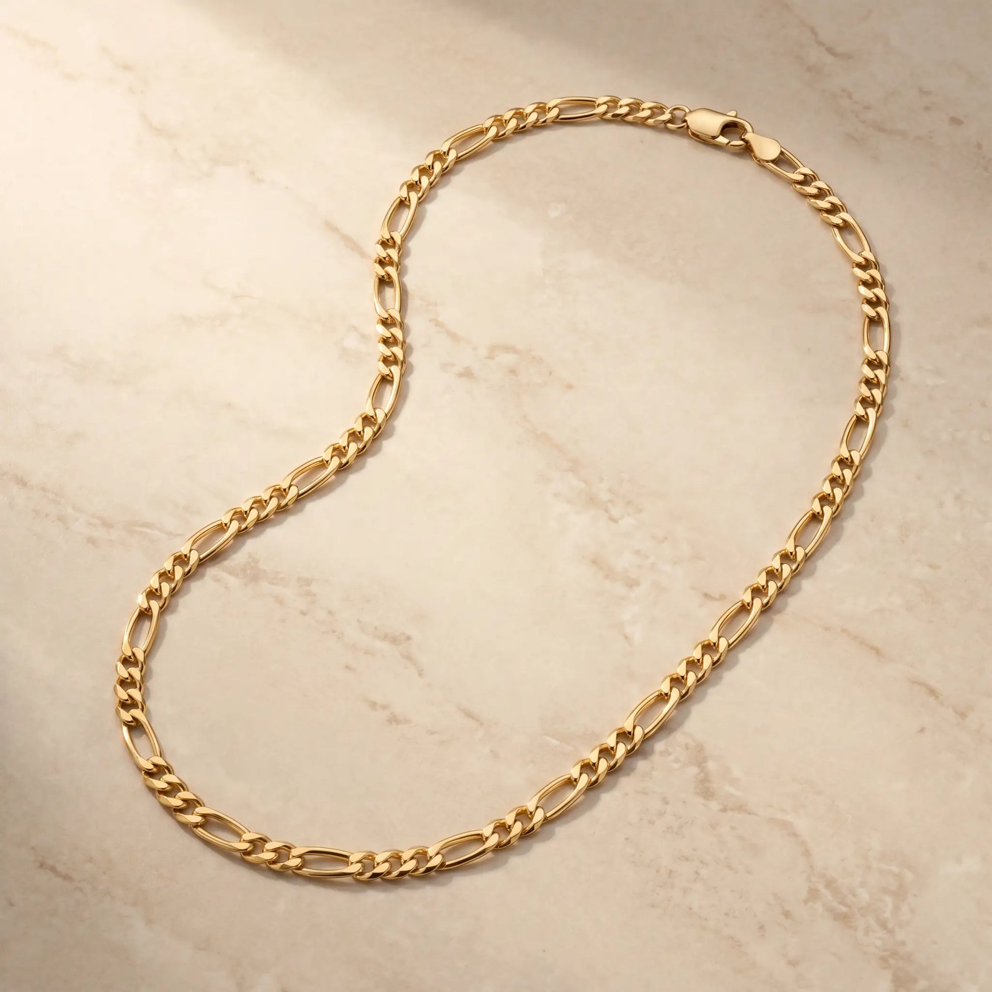 3mm Figaro Link Necklace 18K Gold packshot