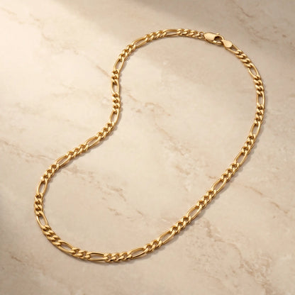 3mm Figaro Link Necklace 18K Gold packshot