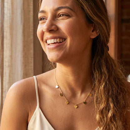 AUREATE Twin Heart Gold Multi-Heart Station Necklace 18K gold joy laughter brunch Puerto Rican woman