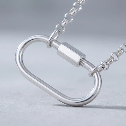 Oval Buckle Charm Bracelet silver macro pendant detail