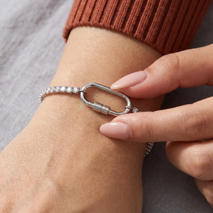 Oval Lock Tennis Bracelet silver lifestyle intimate hand-to-jewelry