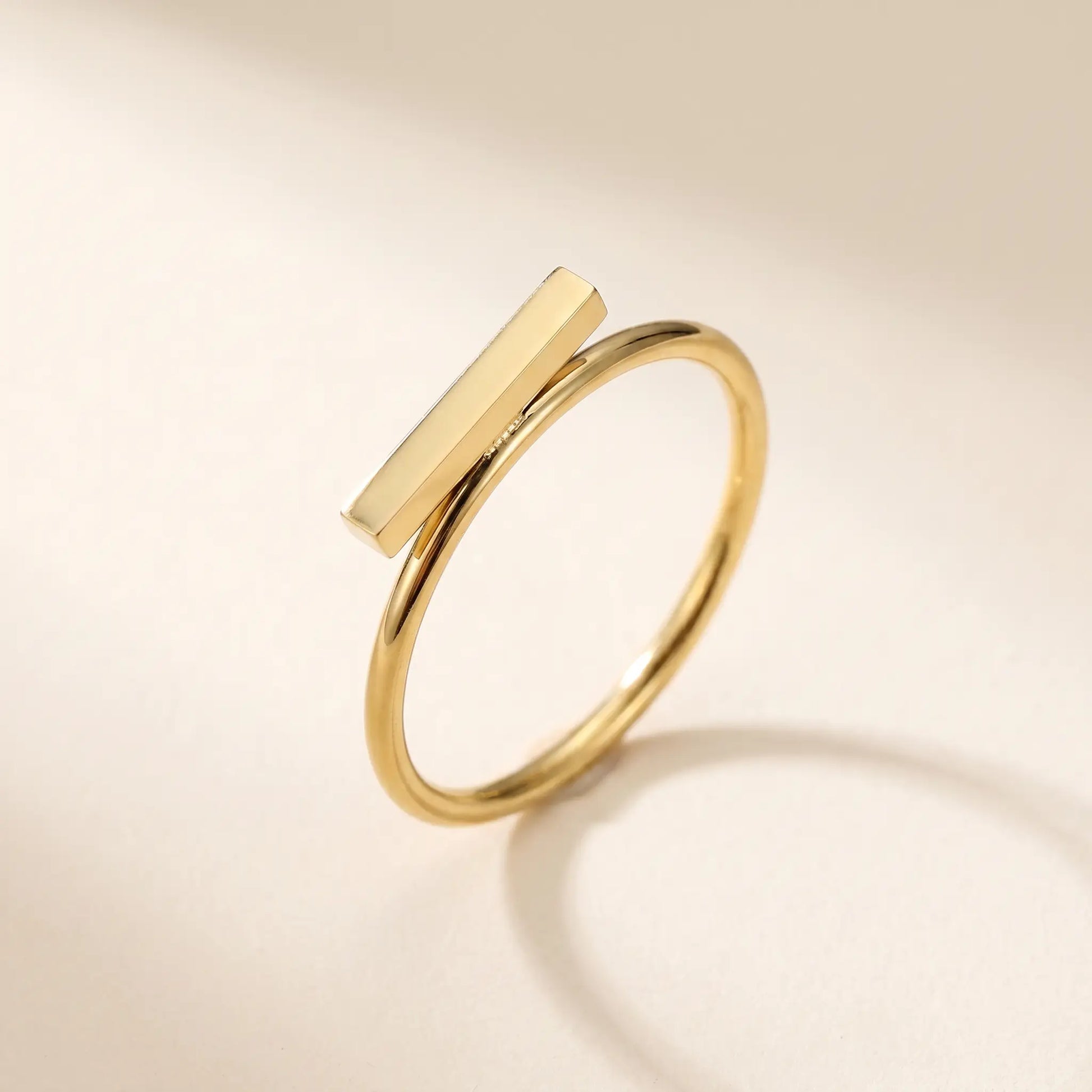 Mini bar ring 18K gold plated studio packshot hero