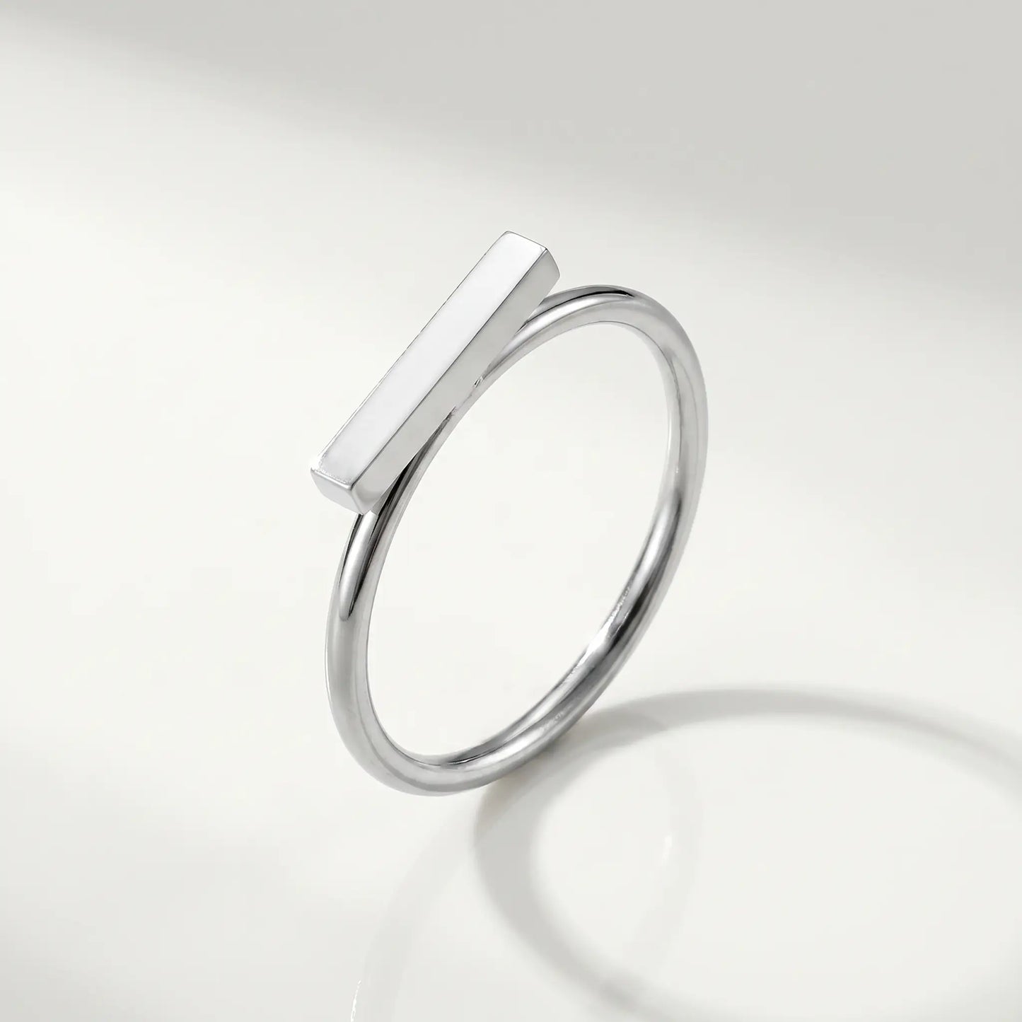 Mini bar ring silver stainless steel studio packshot hero