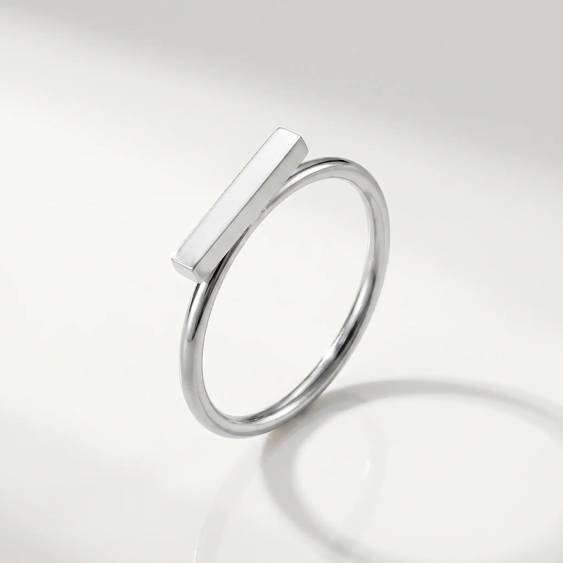 Mini bar ring silver stainless steel studio packshot hero