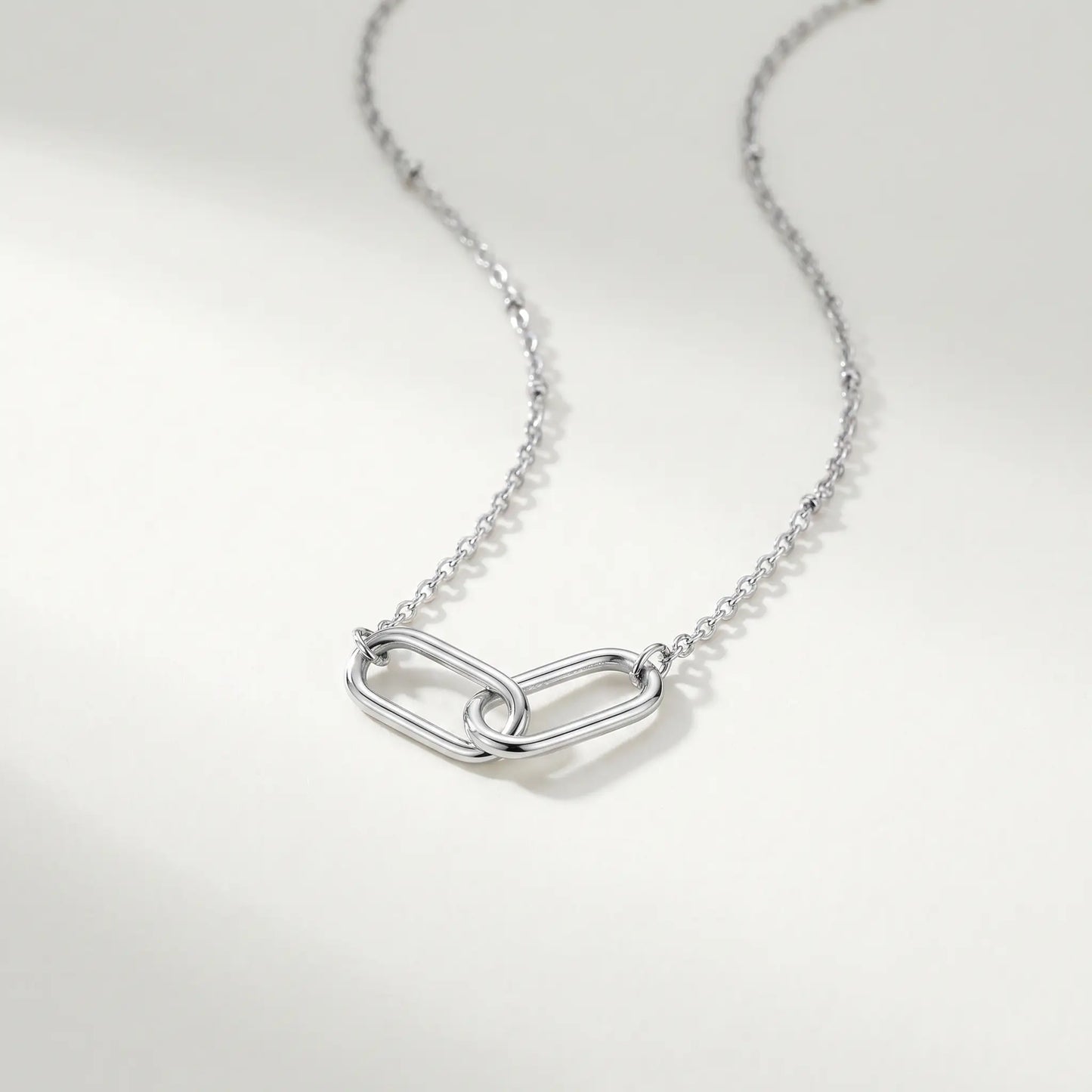 Linked Loop Necklace silver tone packshot hero cool ivory