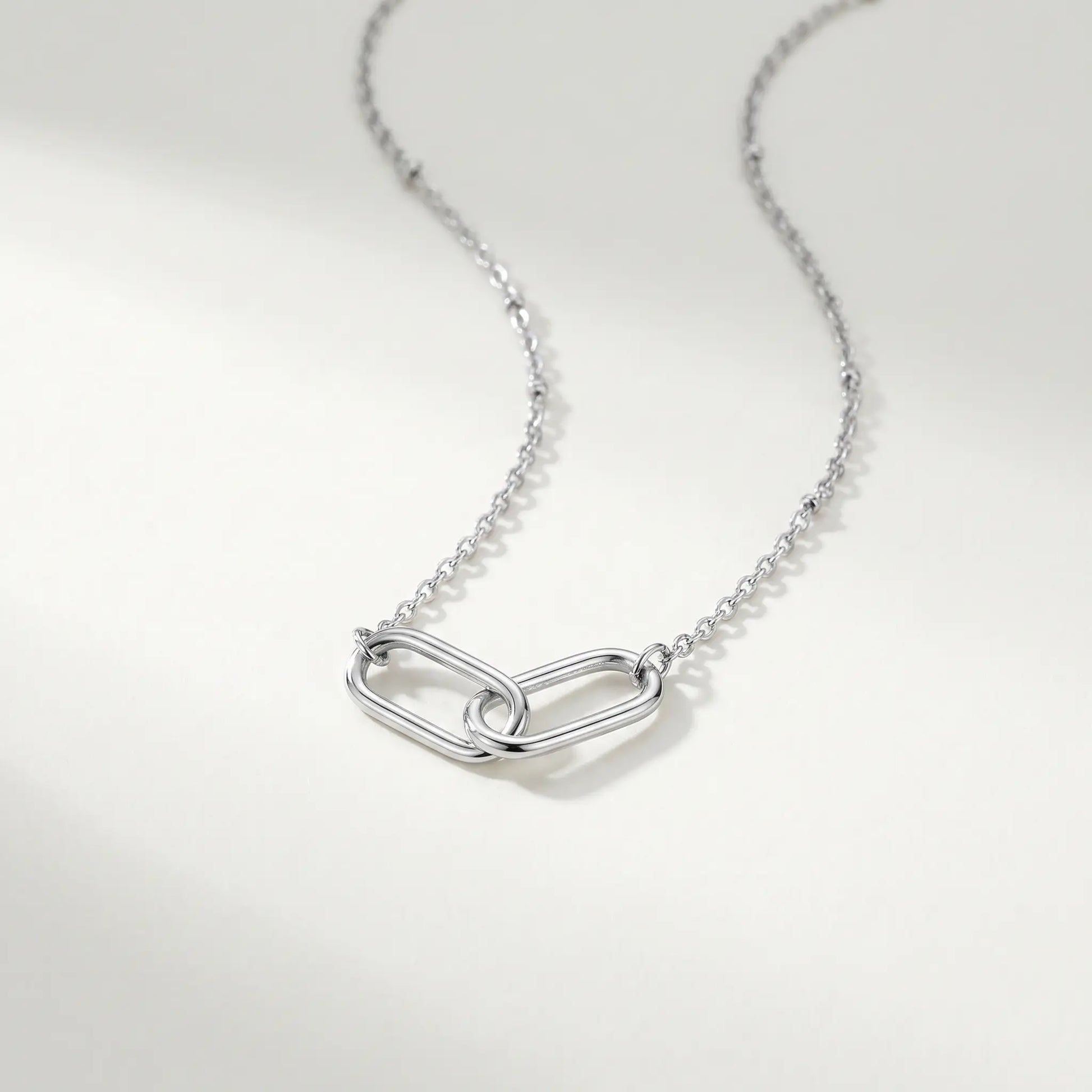 Linked Loop Necklace silver tone packshot hero cool ivory