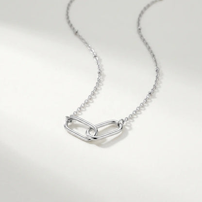 Linked Loop Necklace silver tone packshot hero cool ivory