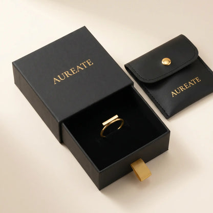 Mini bar ring 18K gold plated AUREATE gift box