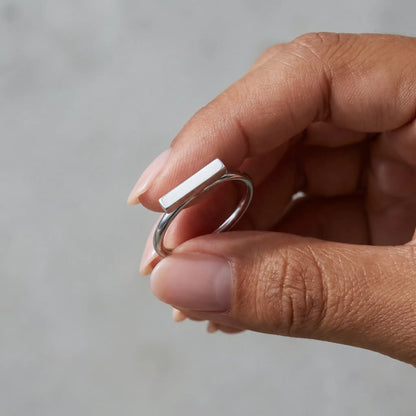 Mini bar ring silver stainless steel held in hand intimate
