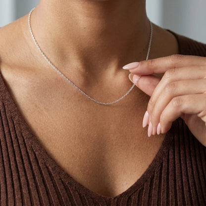 Silver princess necklace lifestyle intimate touch fingertips collarbone