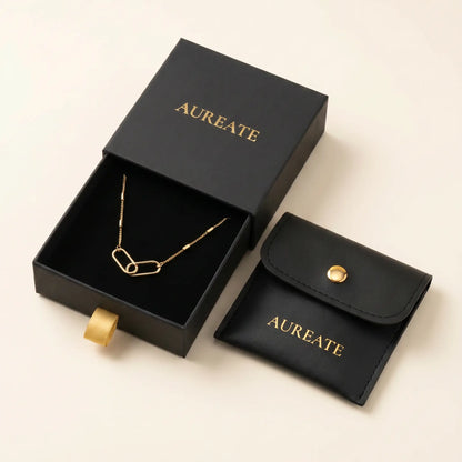 Linked Loop Necklace 18K gold AUREATE gift box leather pouch