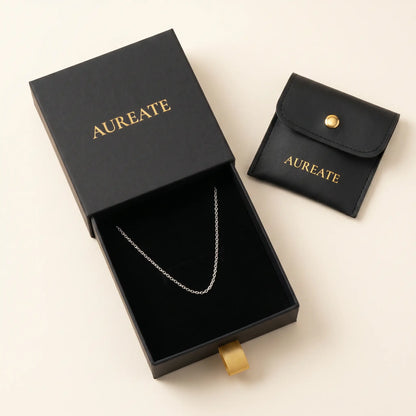 Silver princess chain necklace AUREATE matte black gift box