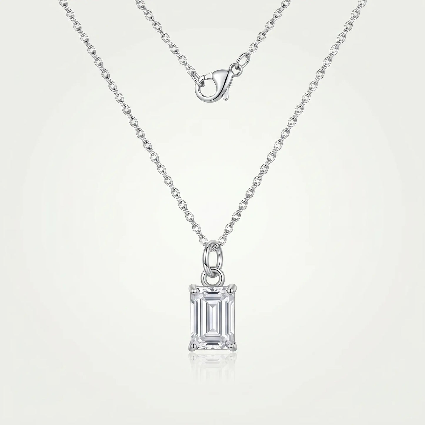 Baguette pendant necklace silver packshot