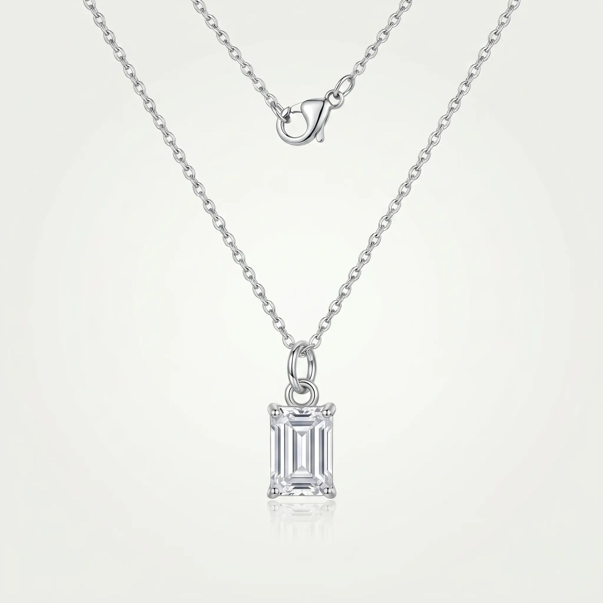 Baguette pendant necklace silver packshot