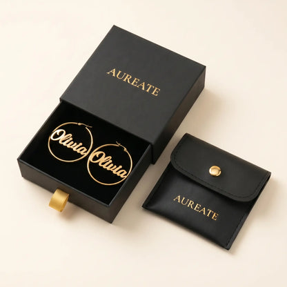 AUREATE earring personalized Olivia gold gift box