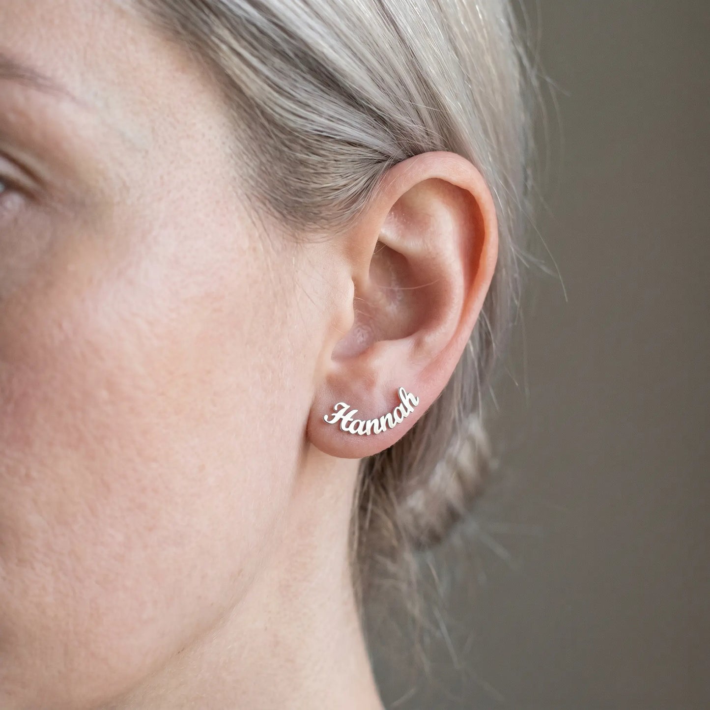 Initial Letter Stud Earrings AUREATE Earrings Stainless Steel (Silver Tone) Stainless Steel (Silver Tone)