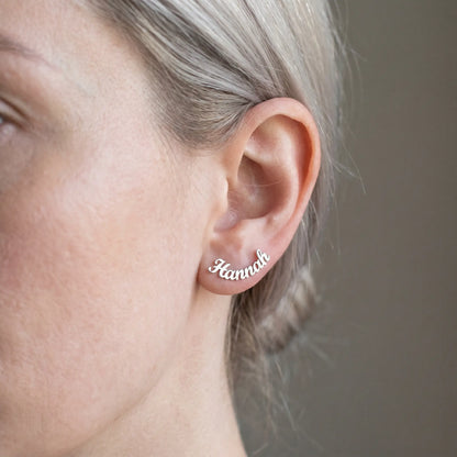 Initial Letter Stud Earrings AUREATE Earrings Stainless Steel (Silver Tone) Stainless Steel (Silver Tone)