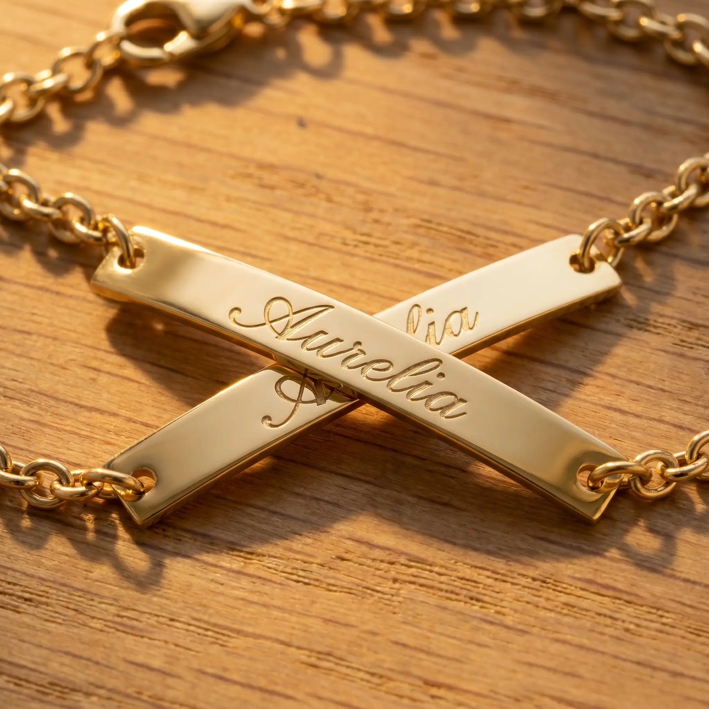 Engraved Gold Bar Bracelet AUREATE Bracelet 18K Gold Plated macro Aurelia
