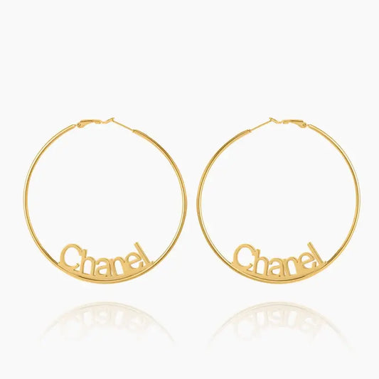 Personalised Name Hoop Earrings from AUREATE featuring bold design and stylish identity expression.