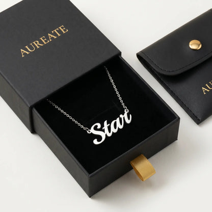 Personalised Plate Chain in 18K Gold in a gift box by AUREATE with customizable name 'Star'