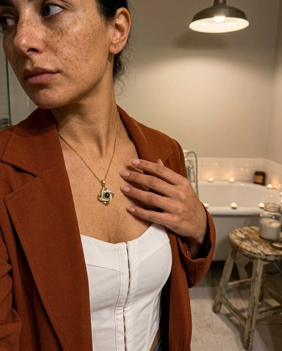 Photo Projection Necklace porté