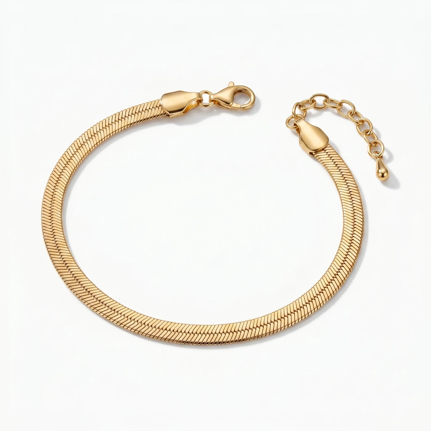 Gold flat herringbone bracelet packshot 18K stainless steel